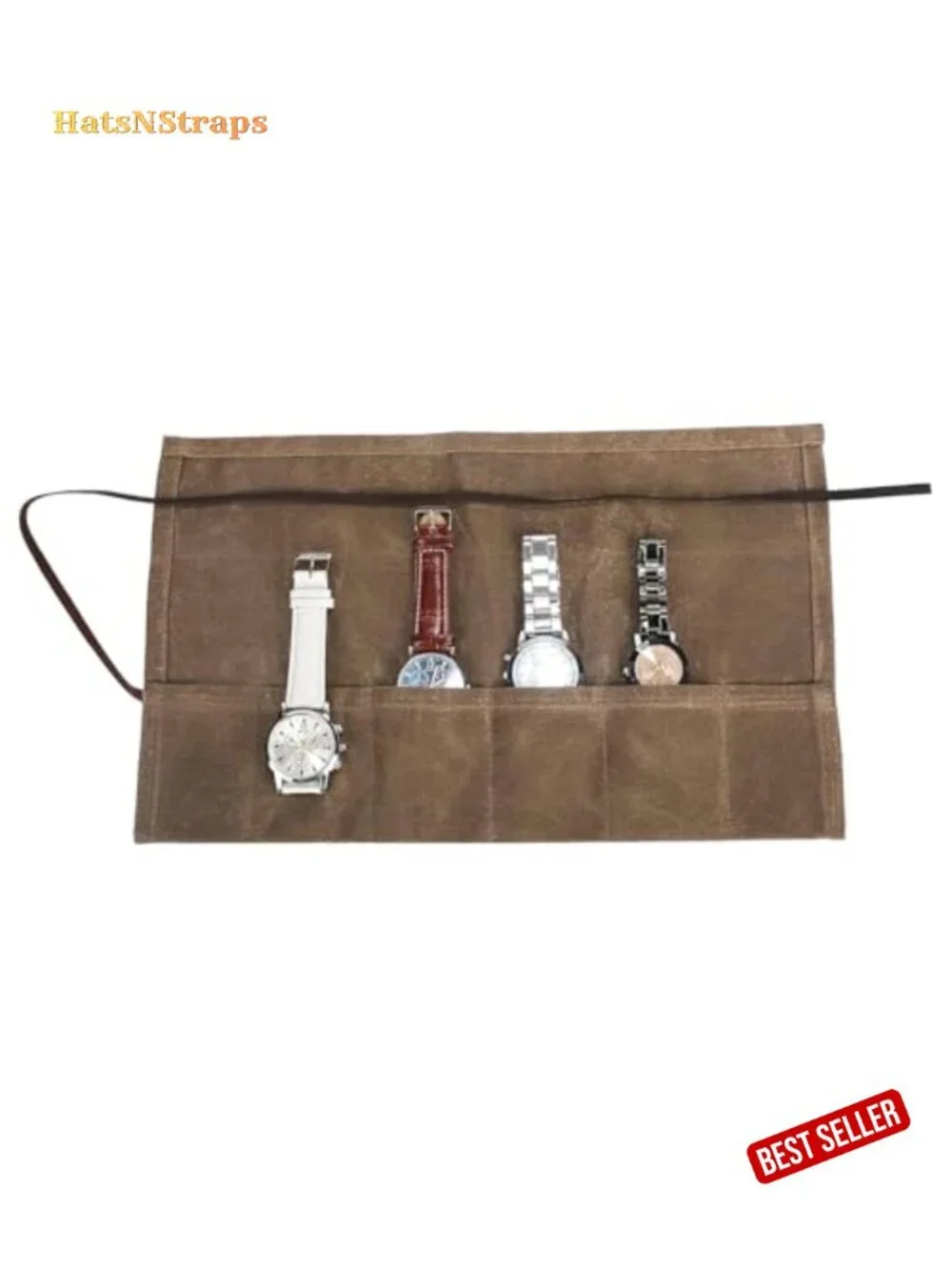 Waxed Canvas Watch Roll Travel Case 6 Slot Watch Organizer Pouch